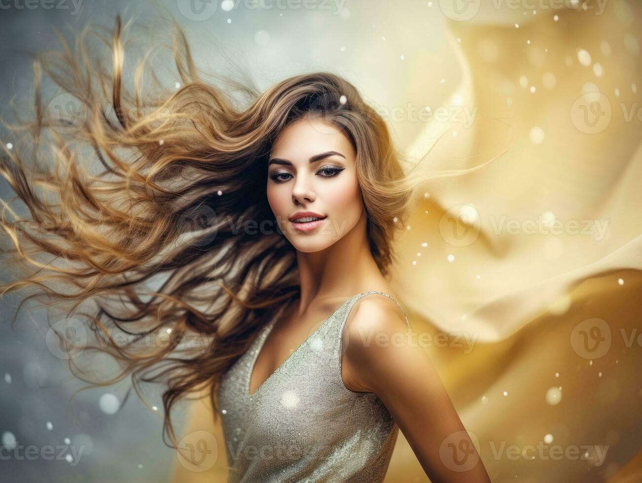 Woman attending a New Year Eve party in an elegant gown AI Generative photo