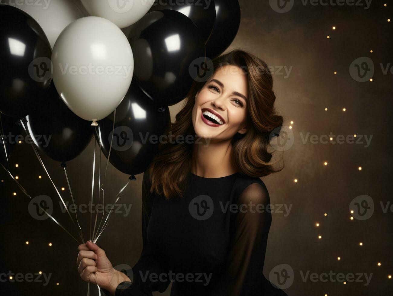 mujer asistiendo un nuevo año víspera fiesta en un elegante vestido ai generativo foto