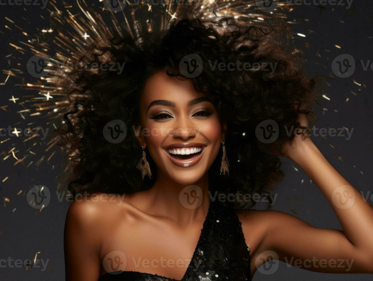 Woman attending a New Year Eve party in an elegant gown AI Generative photo