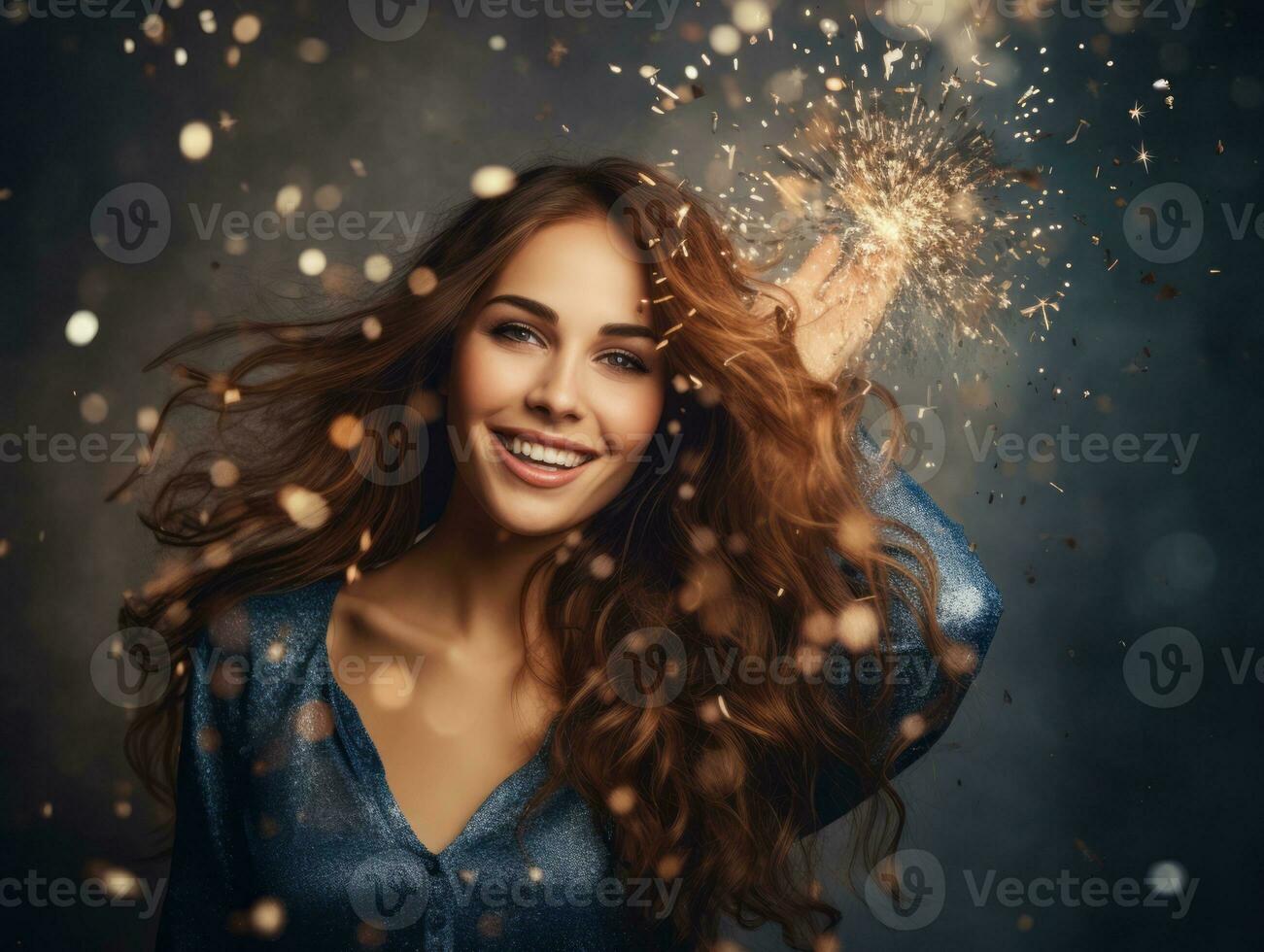 Woman attending a New Year Eve party in an elegant gown AI Generative photo