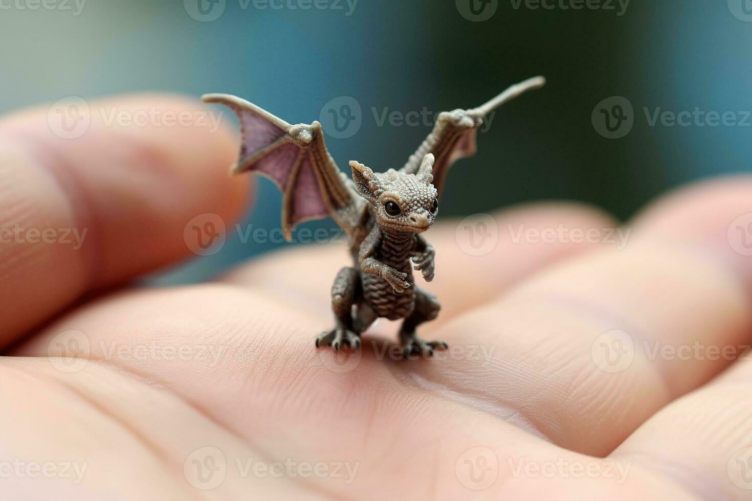 Generative AI, very small, tiny dragon in the hands, very cute and adorable. Chinese New Year animal 2024 photo