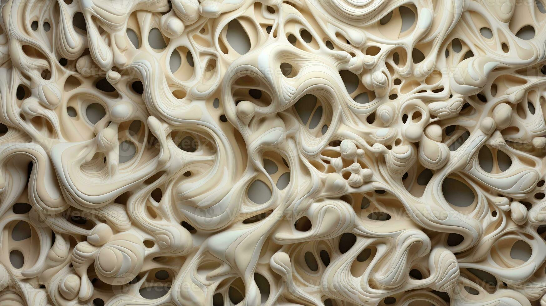 Generative AI, white, ivory and beige modelling clay, gypsum or ceramic background and texture, curls and flowing forms photo