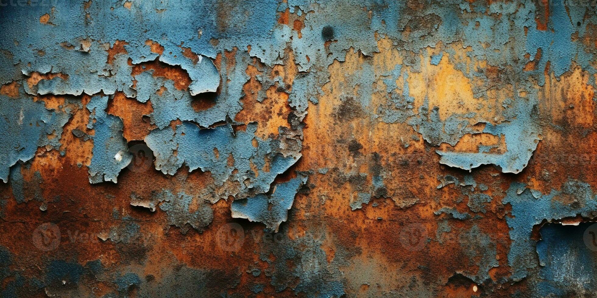 Generative AI, Rusted blue and turquoise metal background. Grunge old wall texture photo