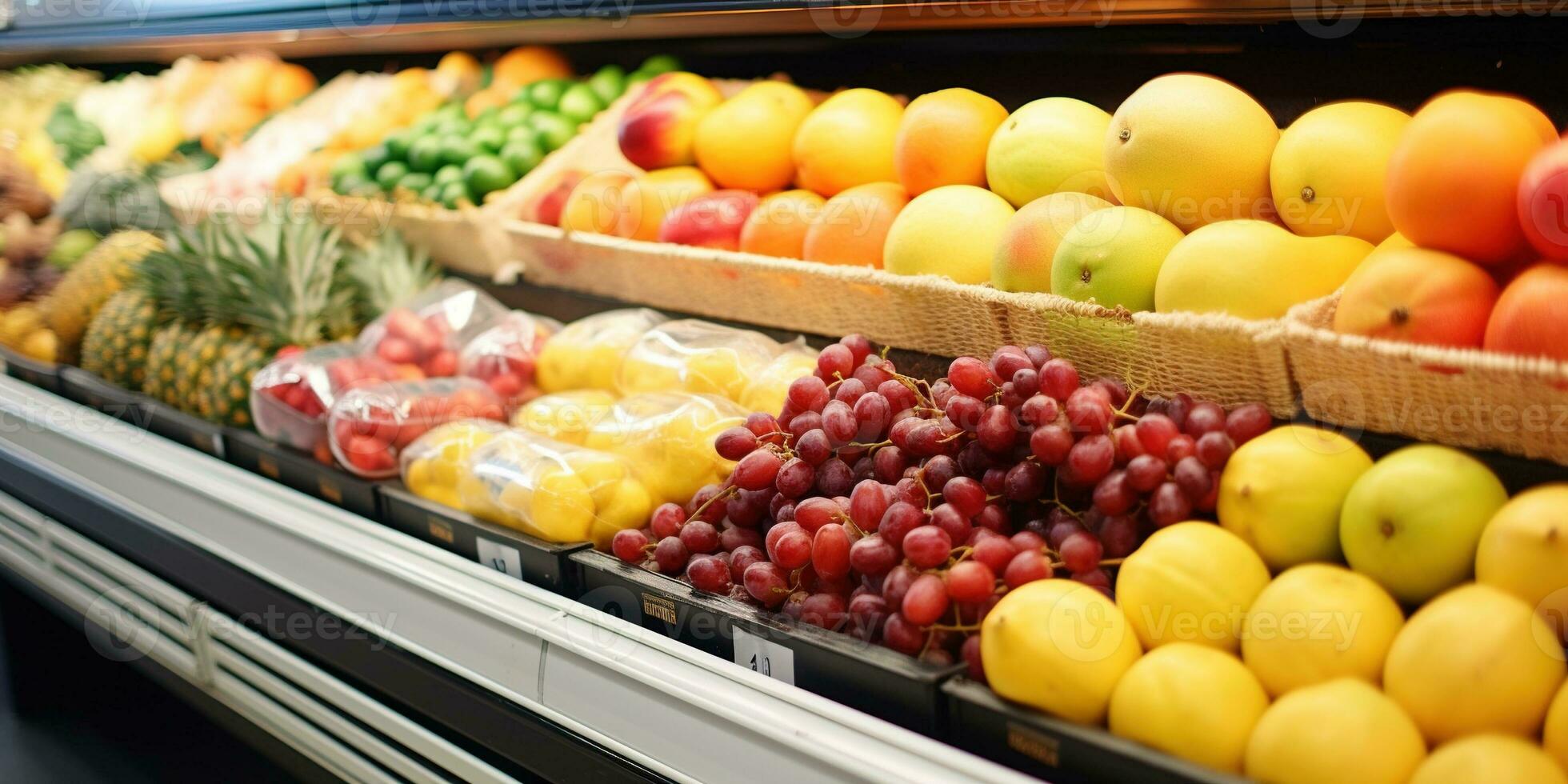 Generative AI, supermarket fruit on shelf photo