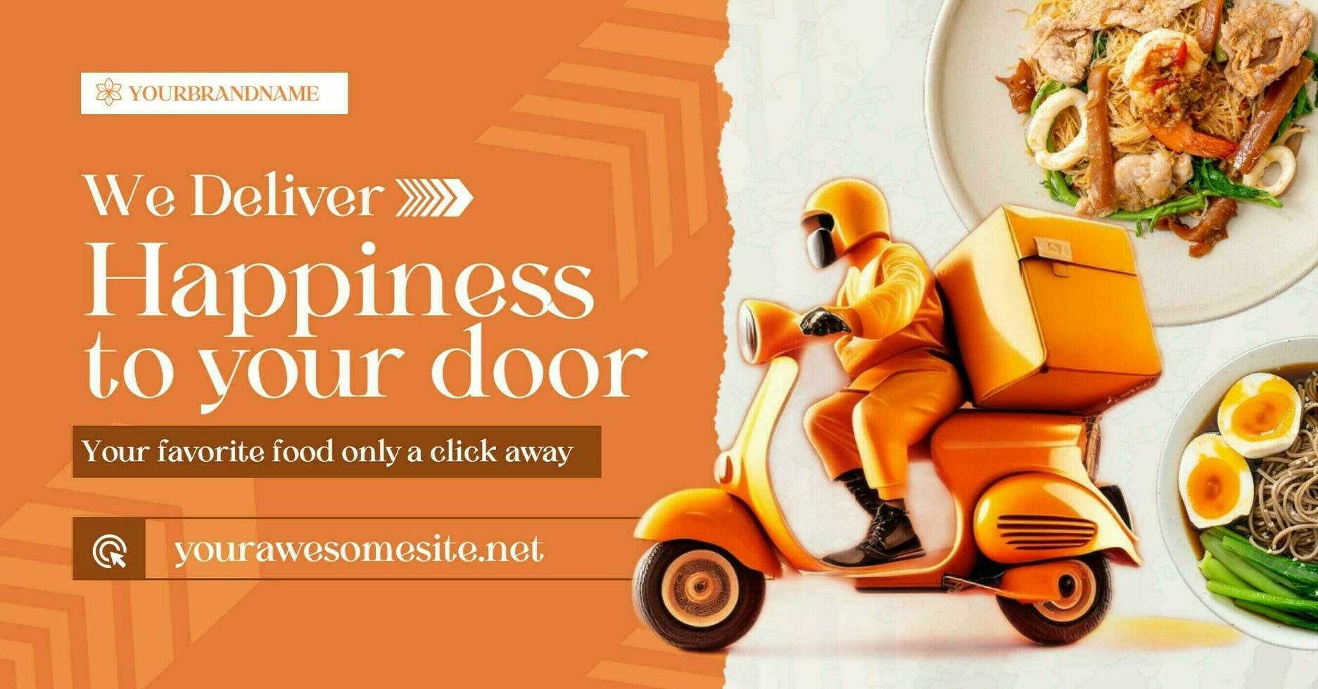 Modern Orange Pumpkin Color Season for Food Delivery Facebook Ads Template