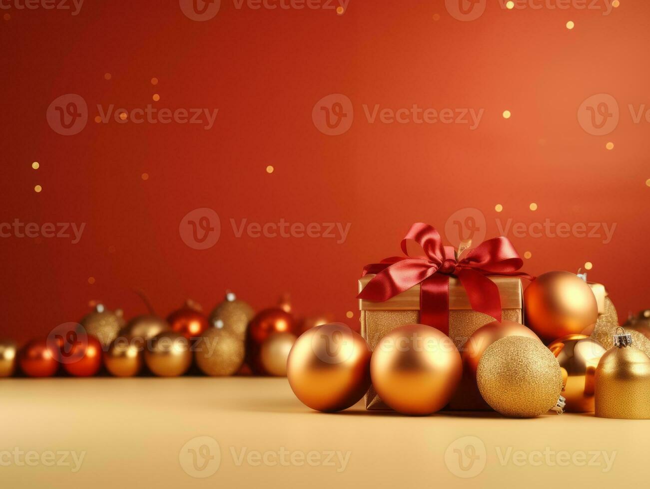 Christmas composition with copy space bokeh background AI Generative photo