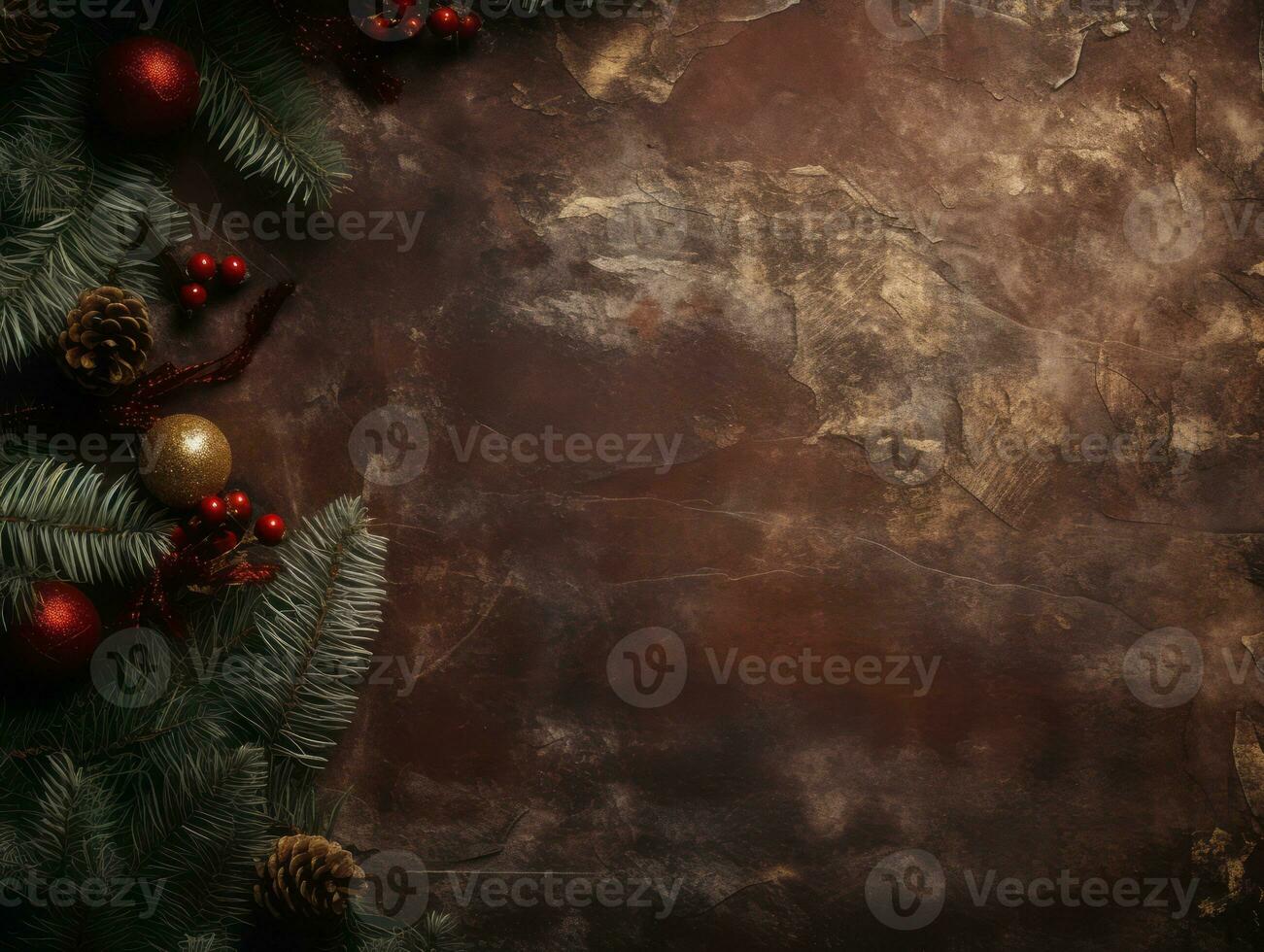 Christmas composition with copy space bokeh background AI Generative photo