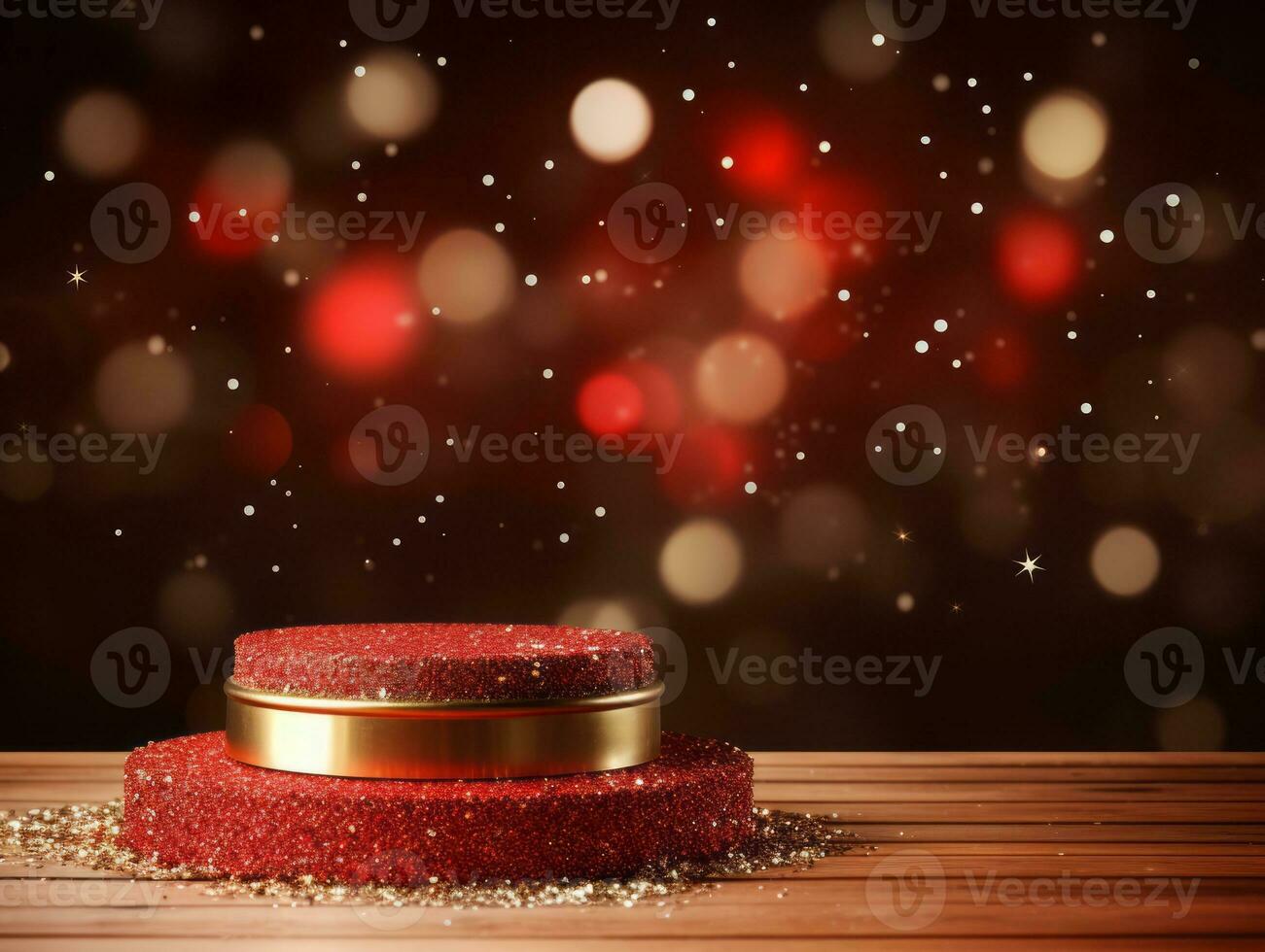 Christmas composition with copy space bokeh background AI Generative photo