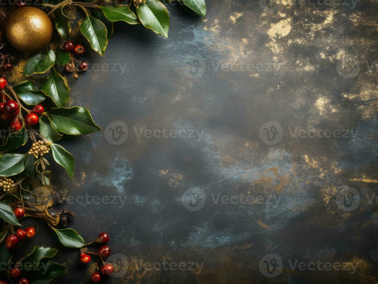 Christmas composition with copy space bokeh background AI Generative photo