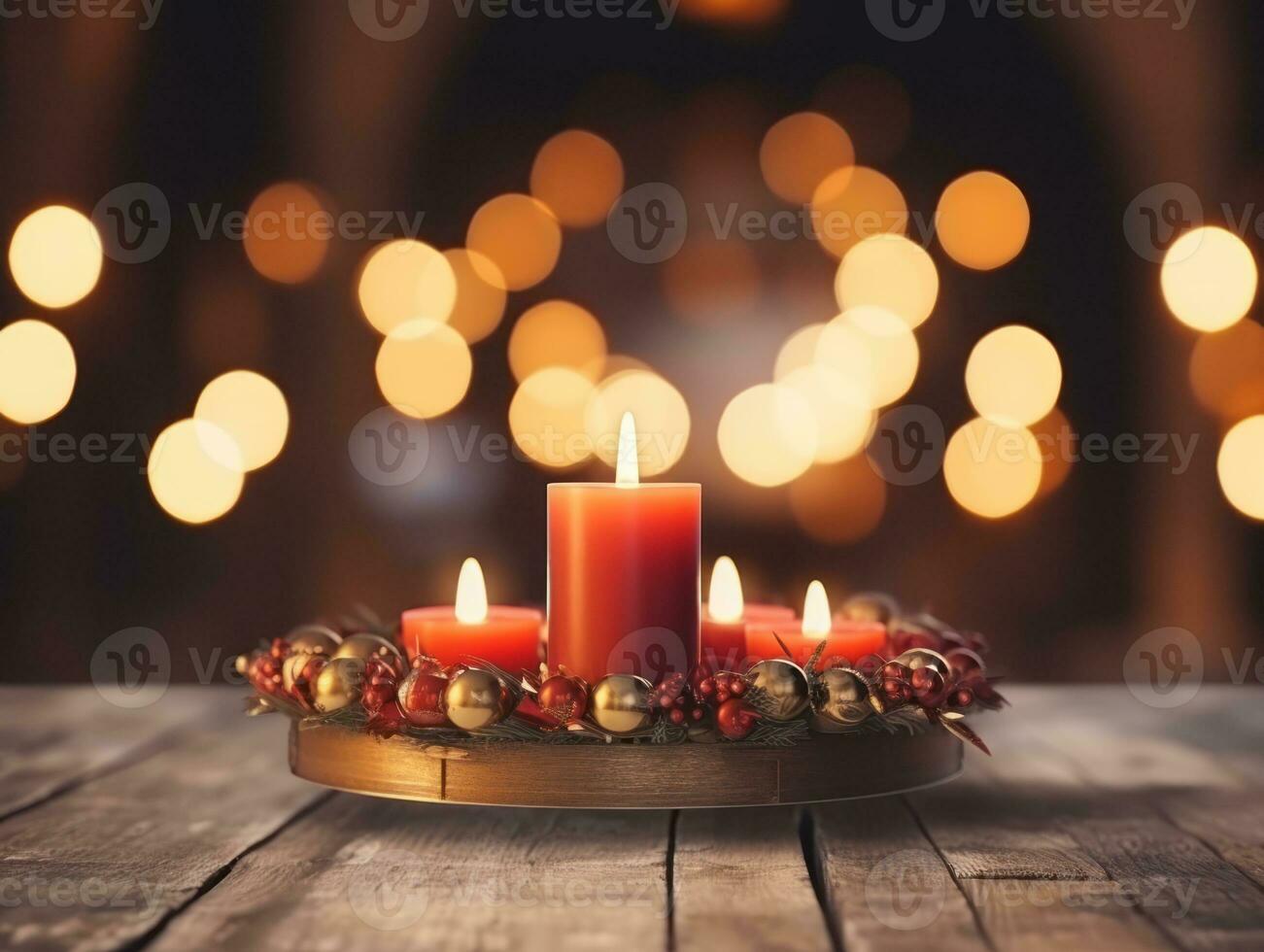 Christmas composition with copy space bokeh background AI Generative photo