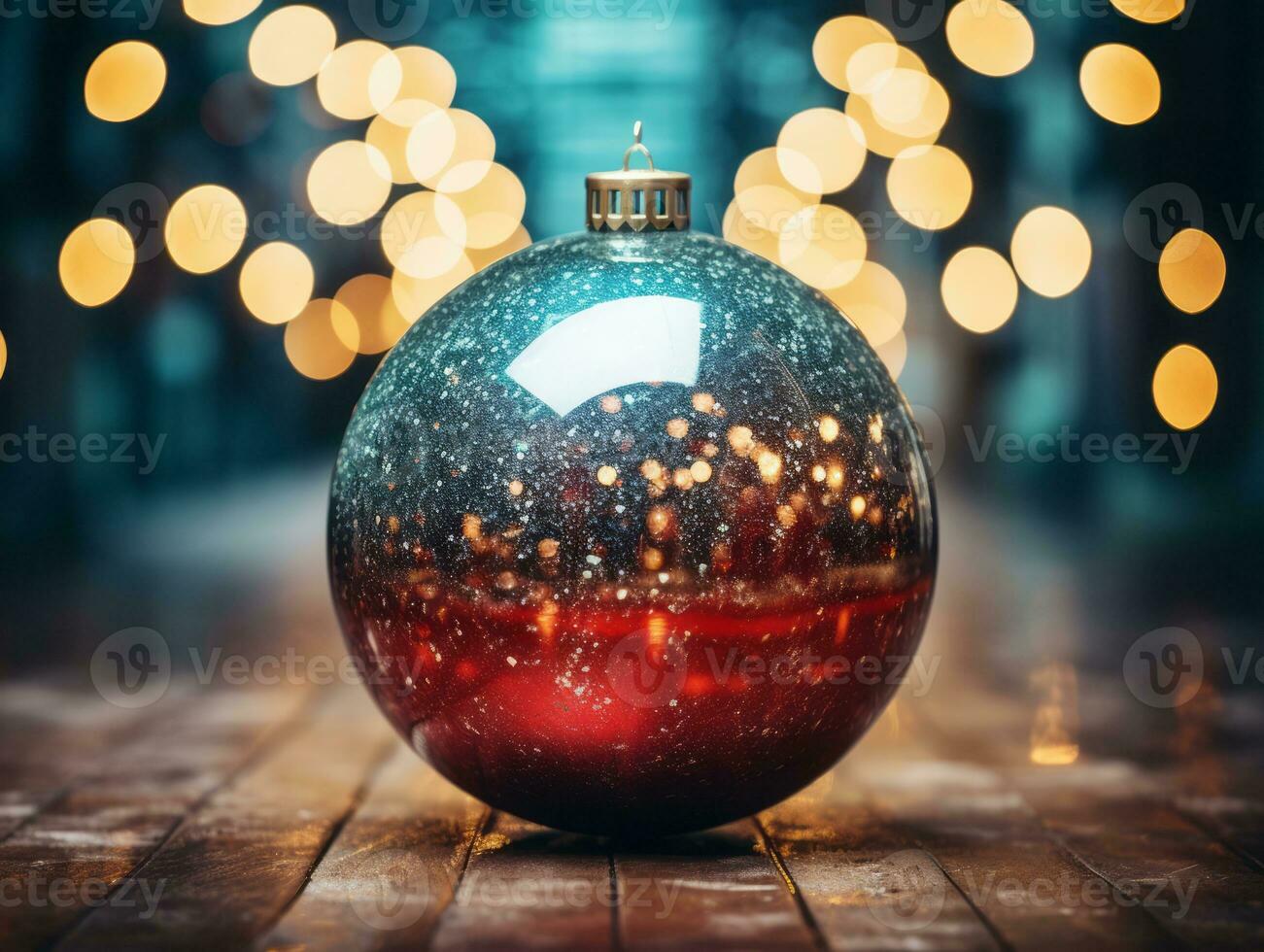 Christmas composition with copy space bokeh background AI Generative photo