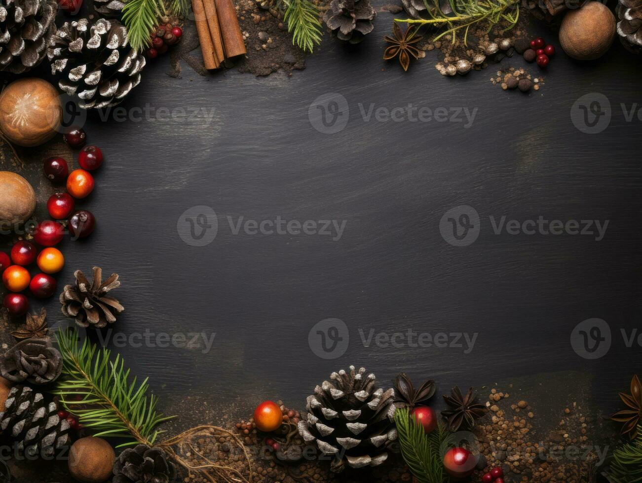 Christmas composition with copy space bokeh background AI Generative photo