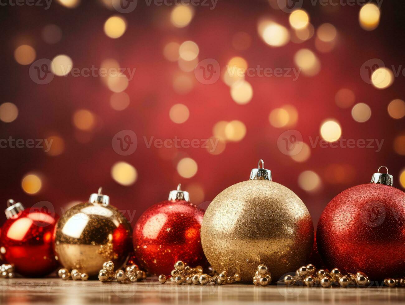 Christmas composition with copy space bokeh background AI Generative photo