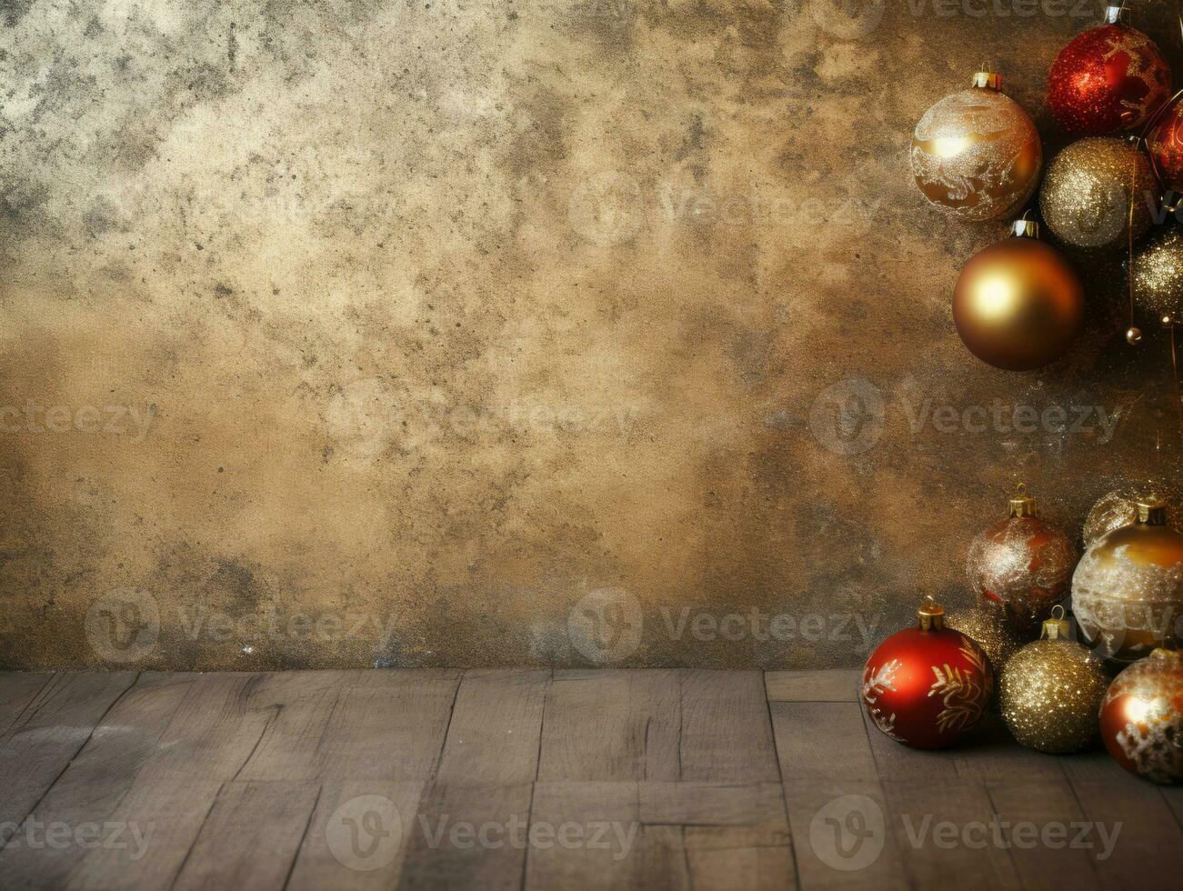 Christmas composition with copy space bokeh background AI Generative photo