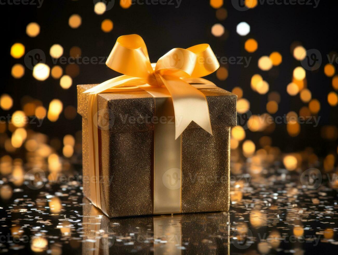 Christmas composition with copy space bokeh background AI Generative photo