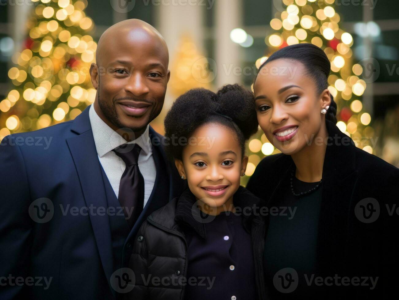 The african american family enjoys celebrating Christmas Eve together AI Generative photo