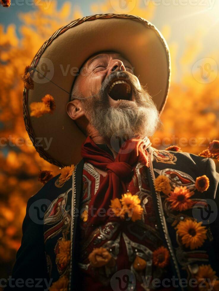 foto de emocional dinámica actitud mexicano hombre en otoño ai generativo