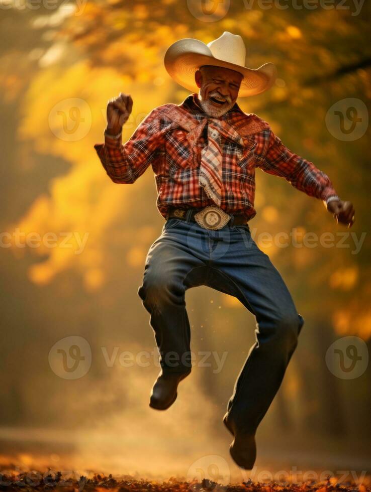 photo of emotional dynamic pose Mexican man in autumn AI Generative