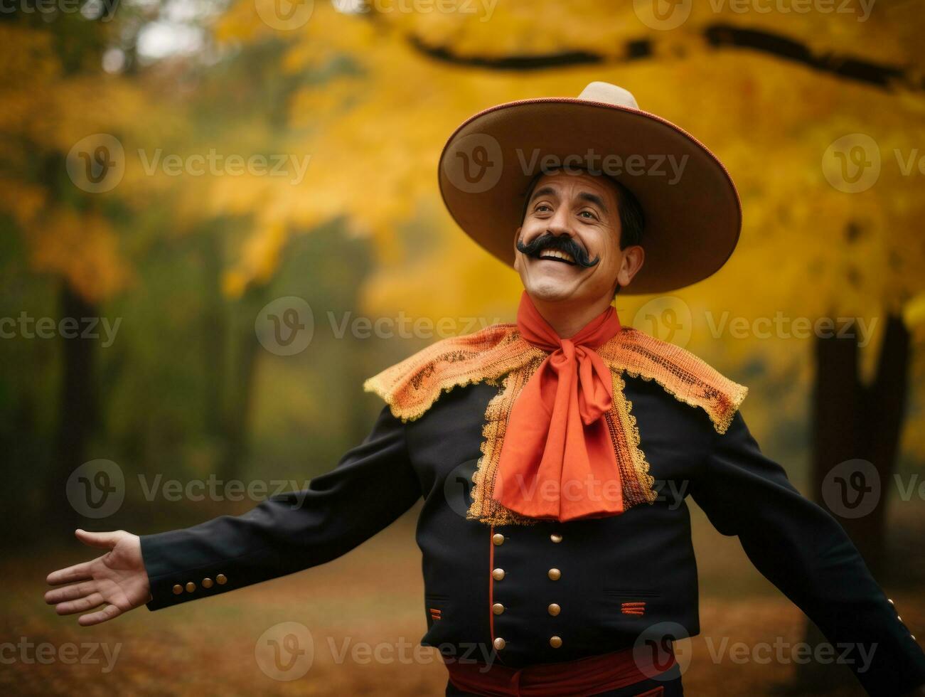 foto de emocional dinámica actitud mexicano hombre en otoño ai generativo