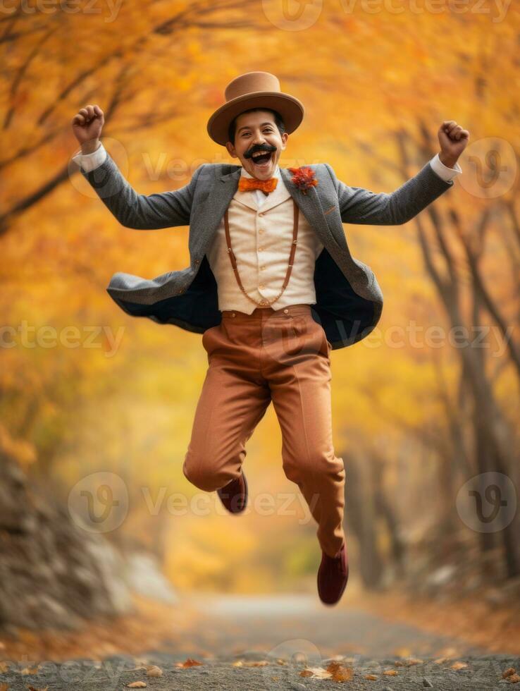 foto de emocional dinámica actitud mexicano hombre en otoño ai generativo