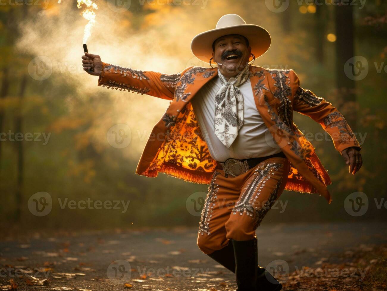 foto de emocional dinámica actitud mexicano hombre en otoño ai generativo