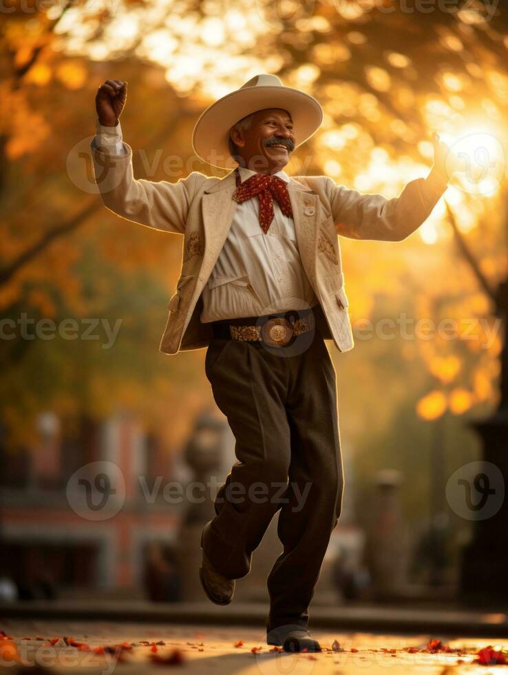 foto de emocional dinámica actitud mexicano hombre en otoño ai generativo