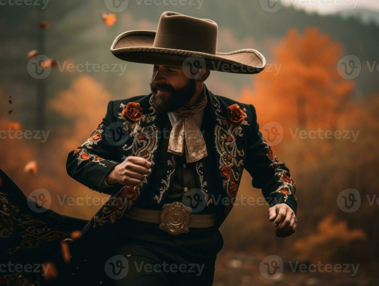 foto de emocional dinámica actitud mexicano hombre en otoño ai generativo