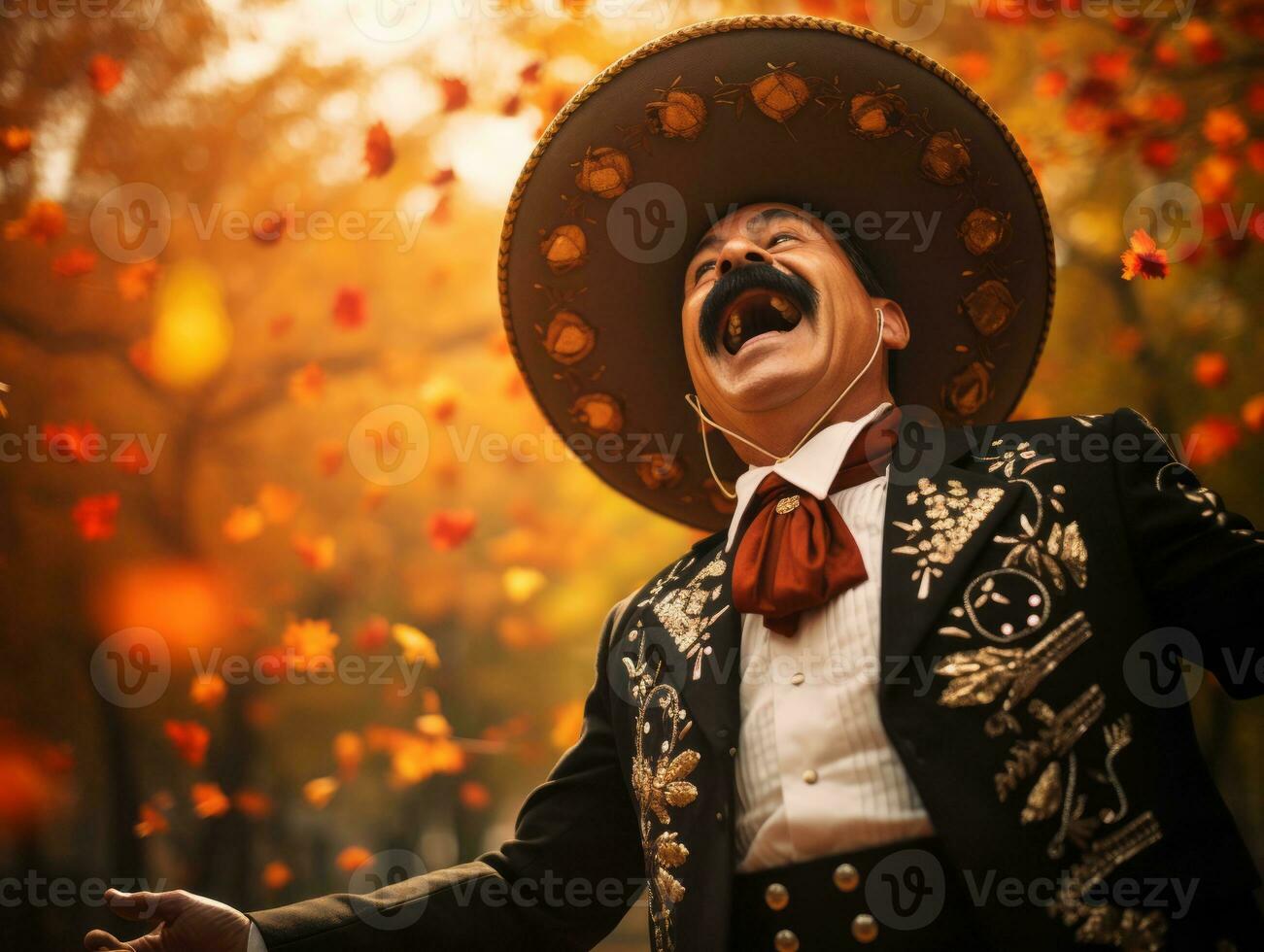 foto de emocional dinámica actitud mexicano hombre en otoño ai generativo