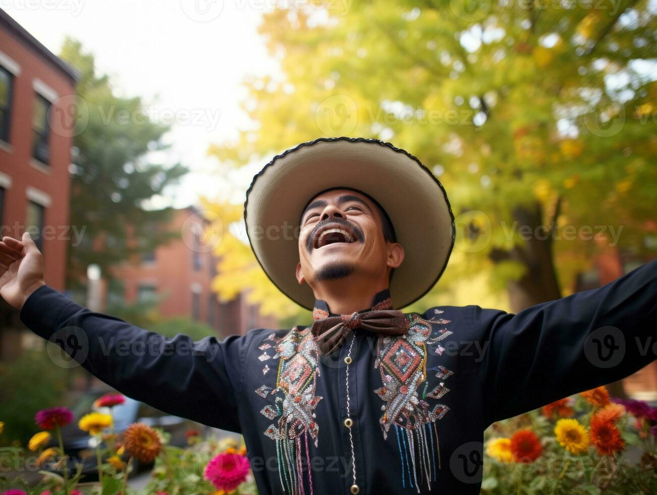 foto de emocional dinámica actitud mexicano hombre en otoño ai generativo