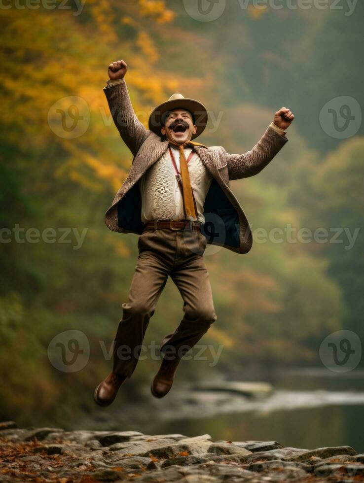 foto de emocional dinámica actitud mexicano hombre en otoño ai generativo