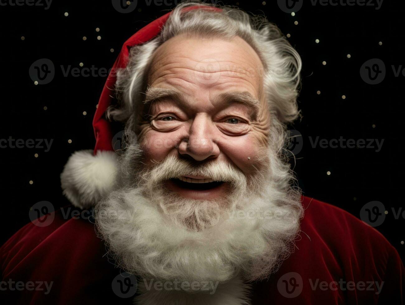 Man dressed as Santa Claus in playful pose on solid background AI Generative photo