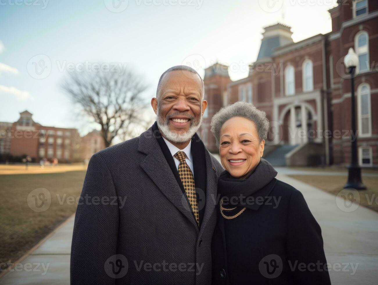 amoroso antiguo africano americano Pareja es disfrutando un romántico invierno día ai generativo foto