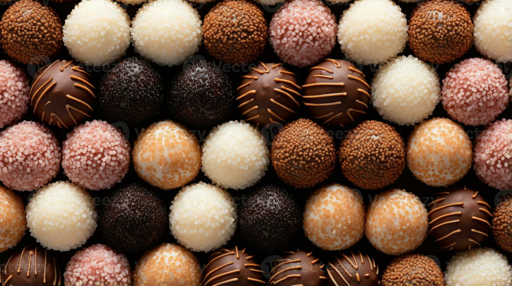 Generative AI, Chocolate candy balls, close up traditional Brazilian brigadeiro photo