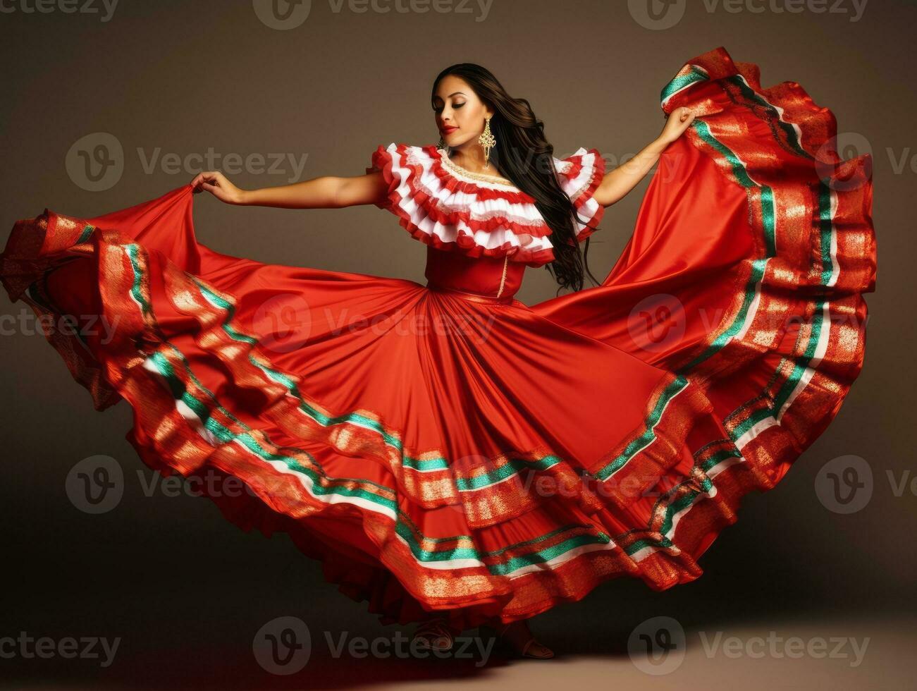 40 year old mexican woman in playful pose on solid background AI Generative photo