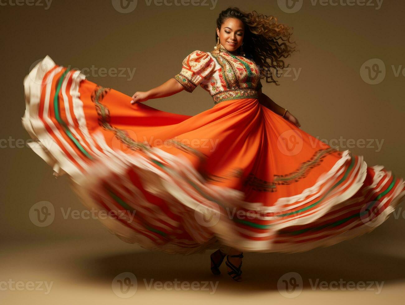 40 year old mexican woman in playful pose on solid background AI Generative photo