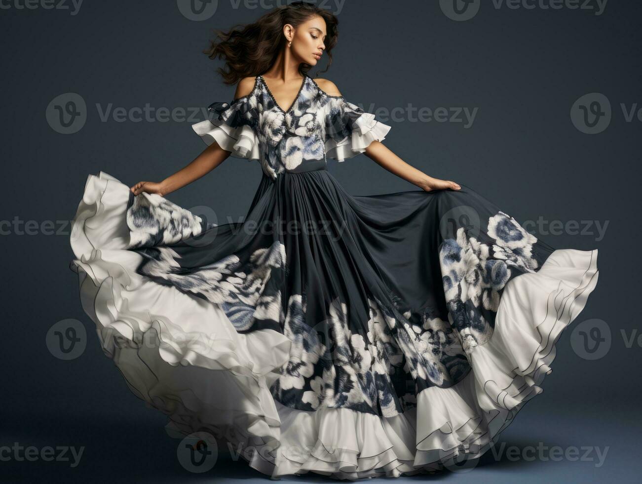 40 year old mexican woman in playful pose on solid background AI Generative photo