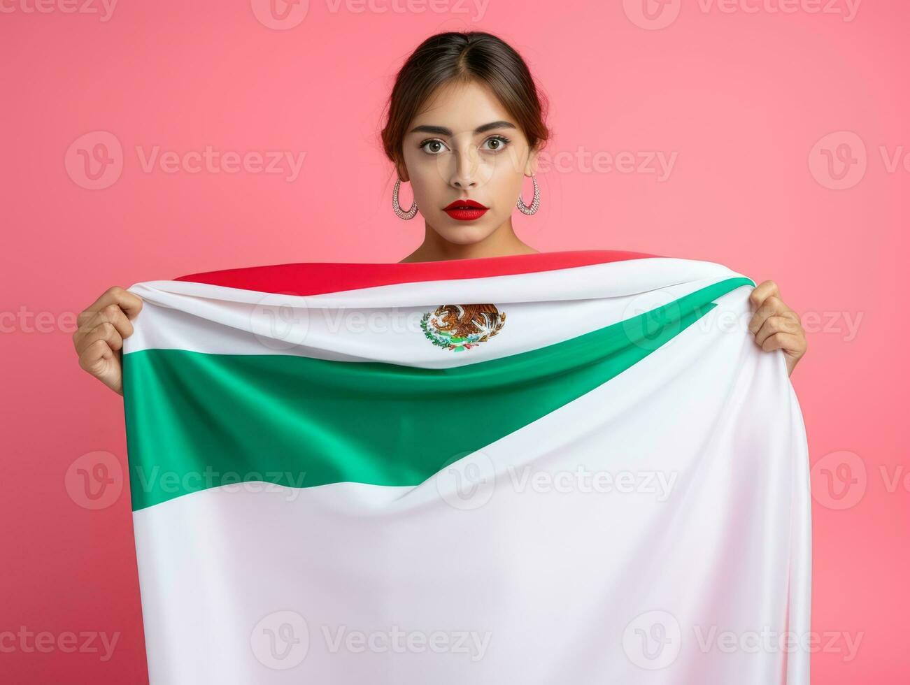 40 year old mexican woman in playful pose on solid background AI Generative photo