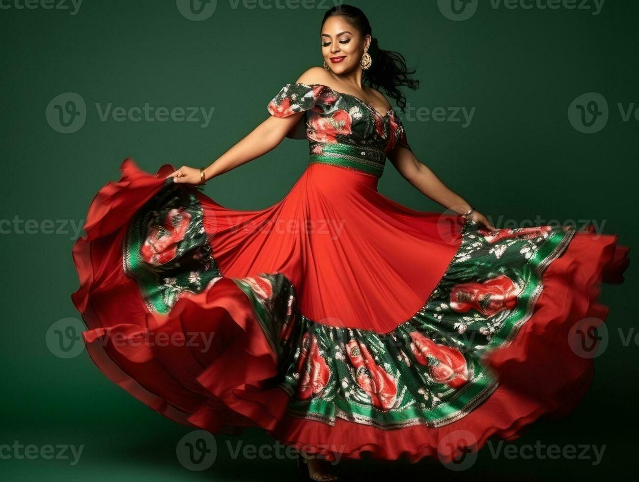 40 year old mexican woman in playful pose on solid background AI Generative photo