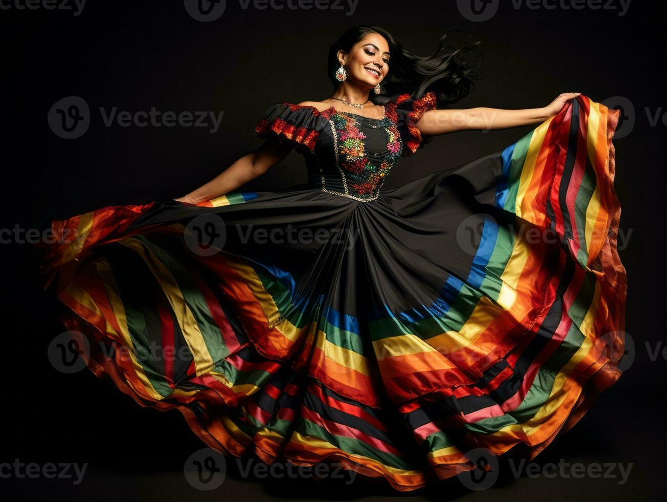40 year old mexican woman in playful pose on solid background AI Generative photo