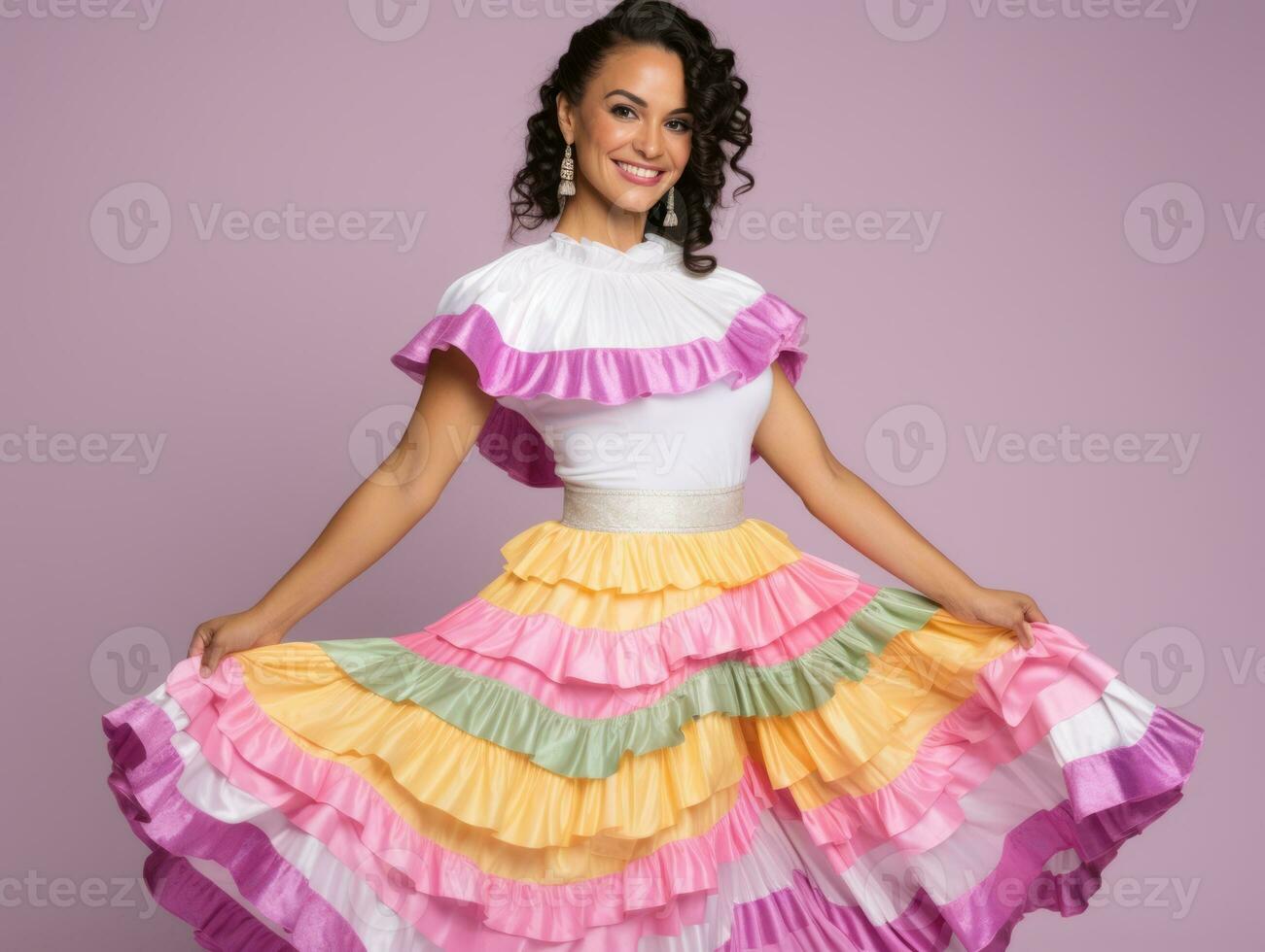 40 year old mexican woman in playful pose on solid background AI Generative photo