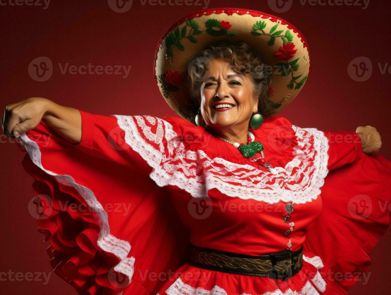 40 year old mexican woman in playful pose on solid background AI Generative photo