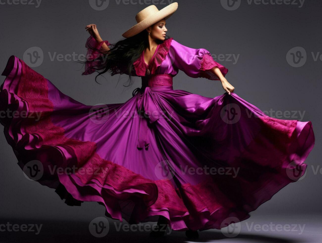 40 year old mexican woman in playful pose on solid background AI Generative photo