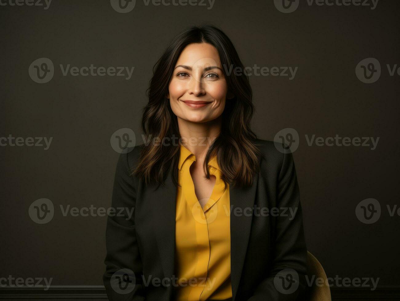 40 year old mexican woman in playful pose on solid background AI Generative photo