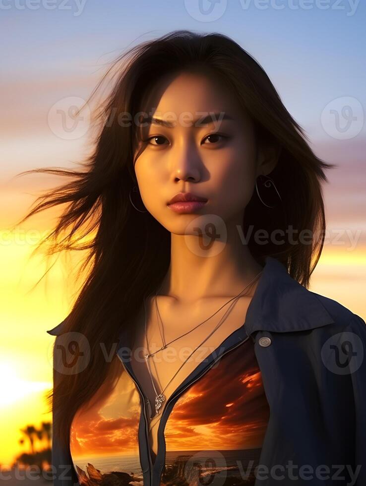 Beautiful young Asian woman portrait, cute girl wallpaper background photo, photo