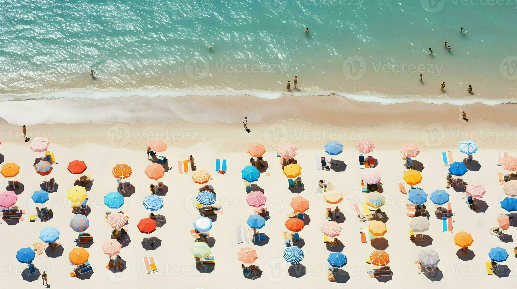 soleado playa ilustración, antecedentes fondo de pantalla, océano, mar, generativo ai foto