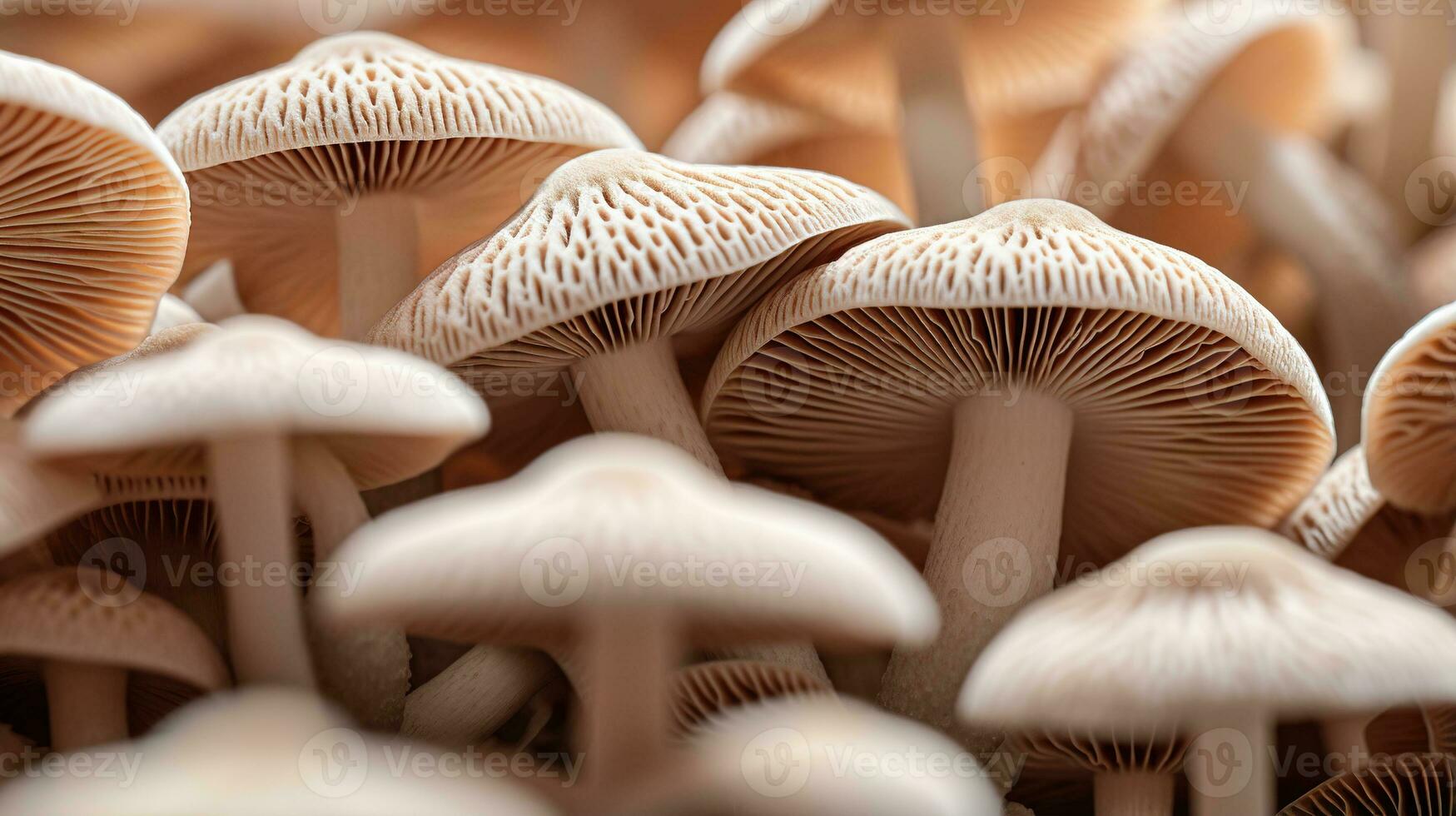 Generative AI, Fresh different mushrooms, autumn harvest, aesthetic muted neutral colors photo