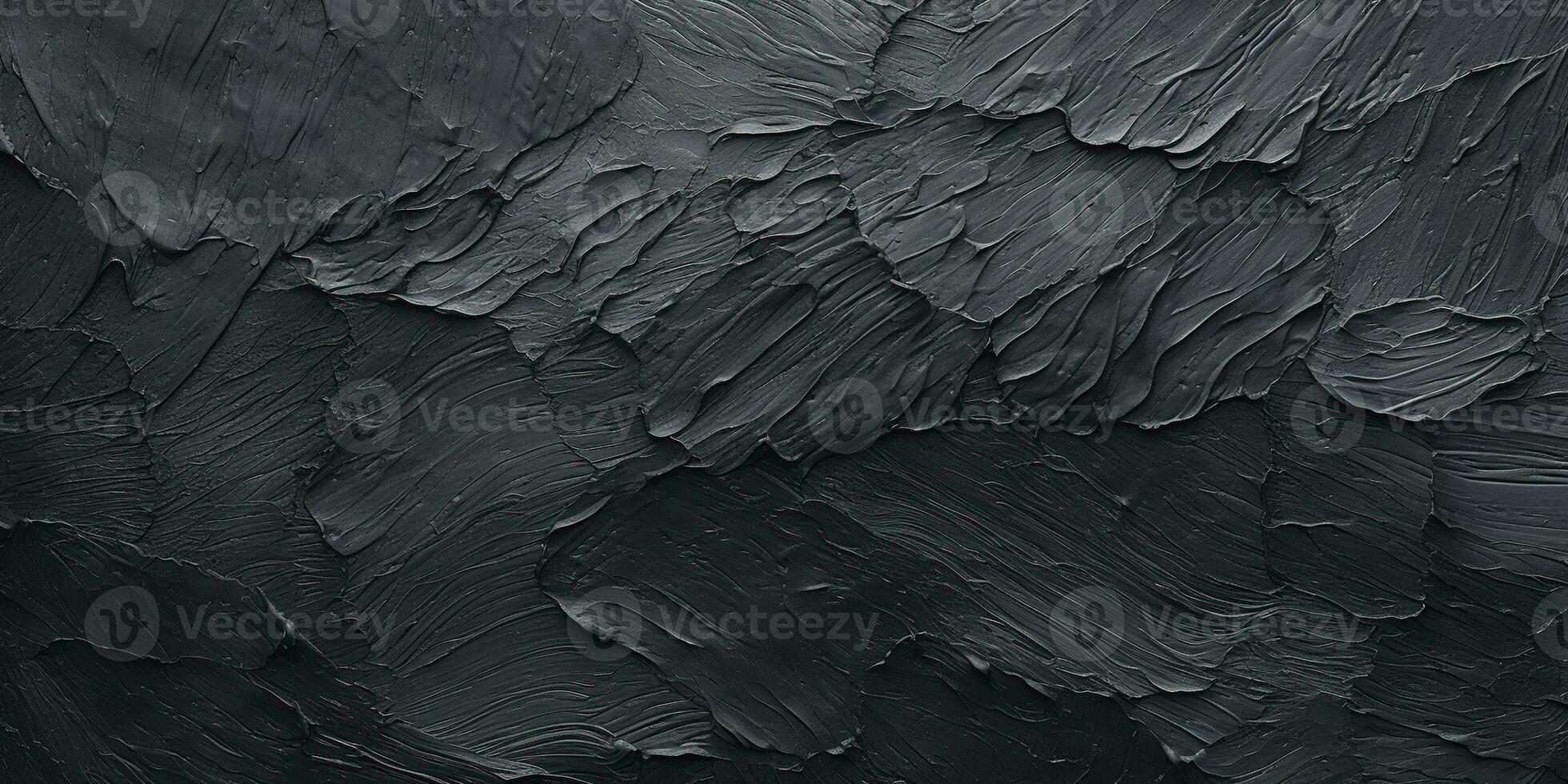 Generative AI, Closeup of impasto abstract rough black art painting texture photo