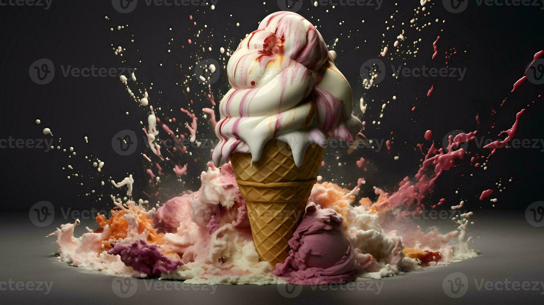 Ice cream illustration background design, summer vibes, ice cool photo