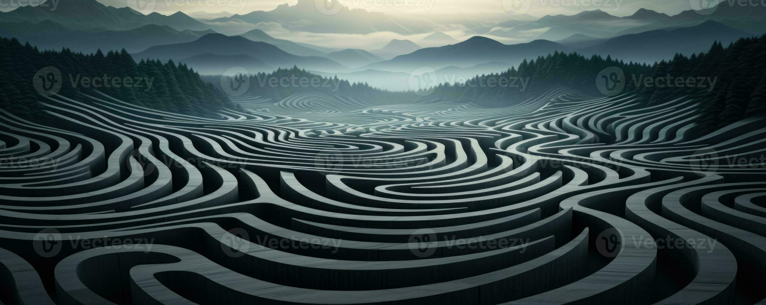Twisted grid patterns creating a visually challenging optical illusion landscape photo