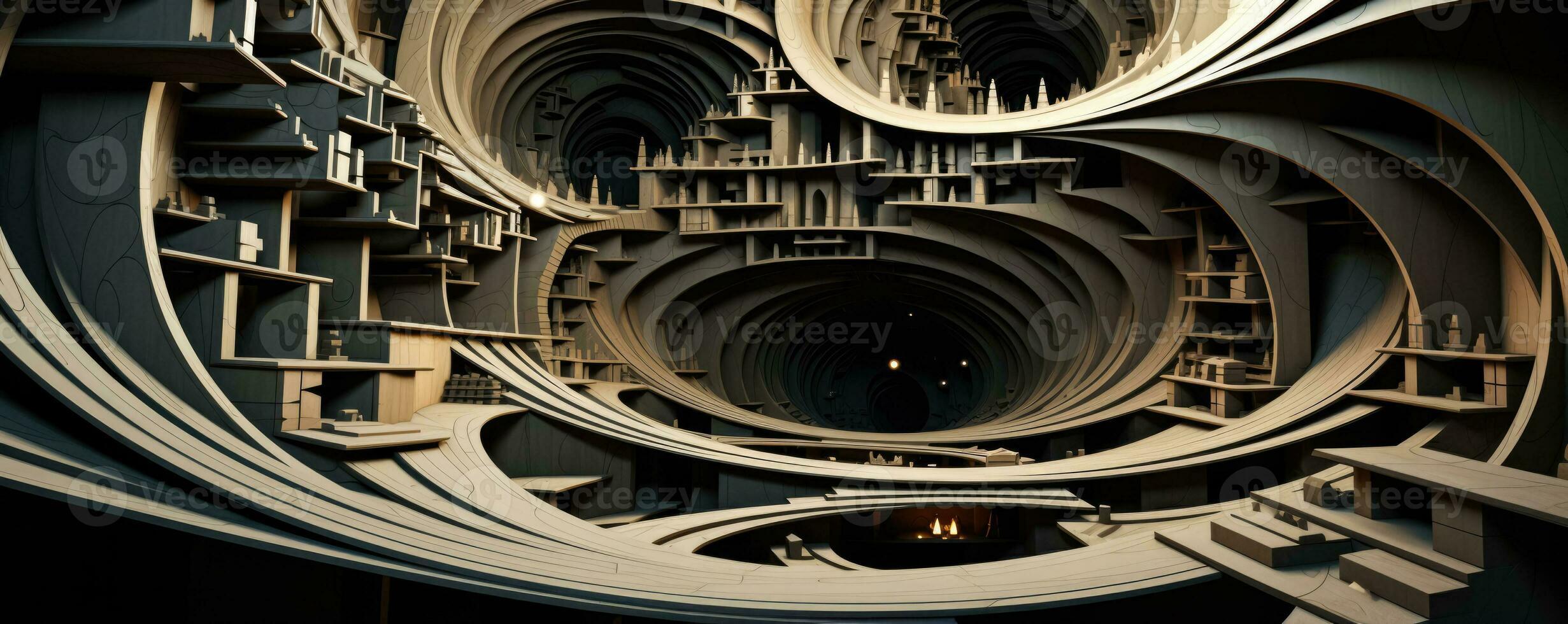 Twisted fractal labyrinths spiraling into absurdly complex yet captivating dimensions photo